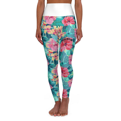 PHENOM - High Waisted Hibiscus Yoga Leggings