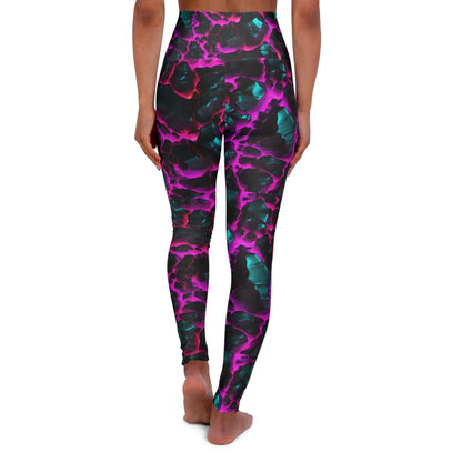 PHENOM - High Waisted Purple and Black Splash Yoga Leggings