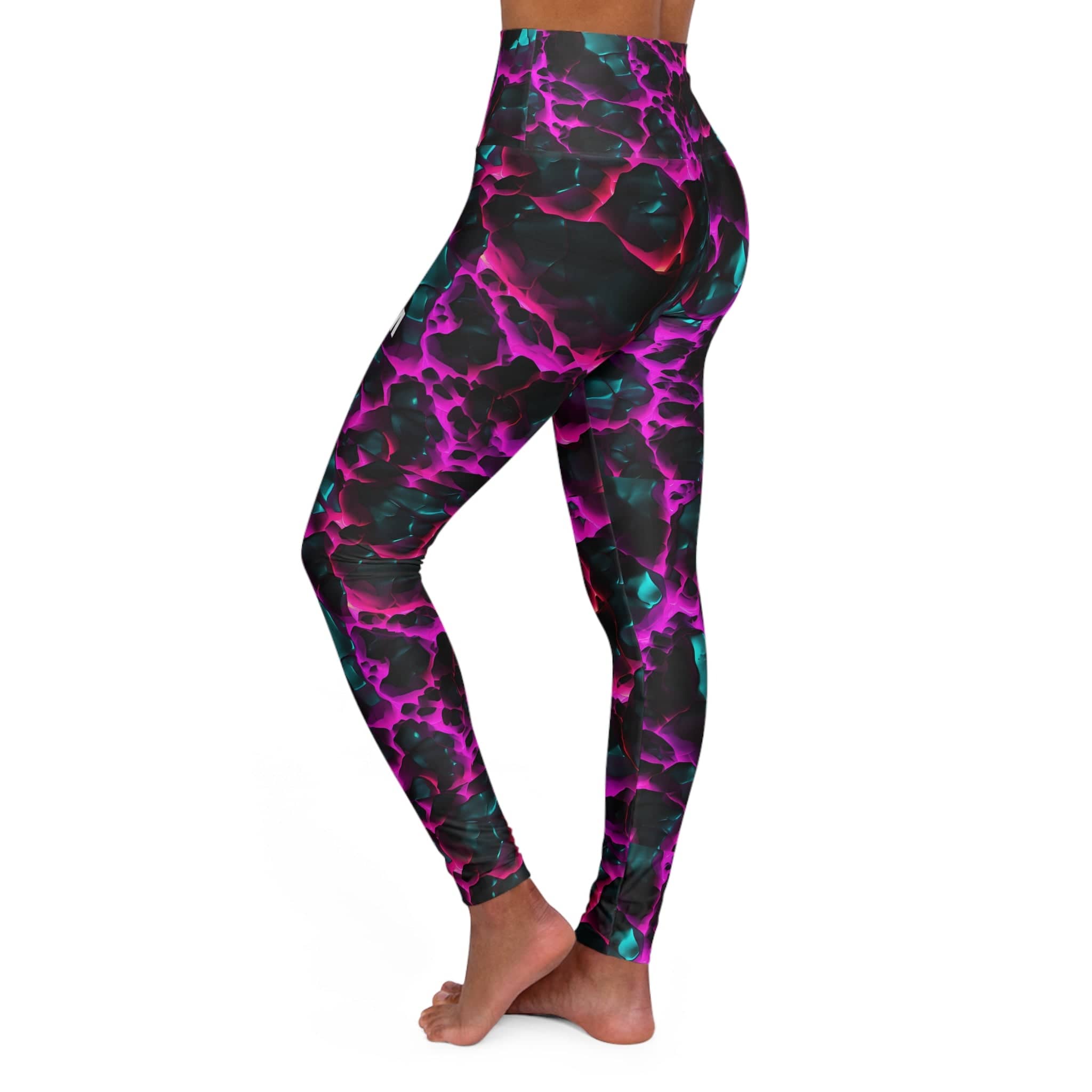 PHENOM - High Waisted Purple and Black Splash Yoga Leggings