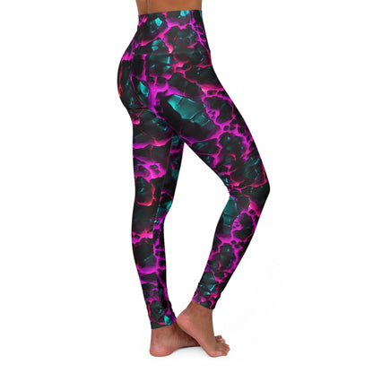 PHENOM - High Waisted Purple and Black Splash Yoga Leggings