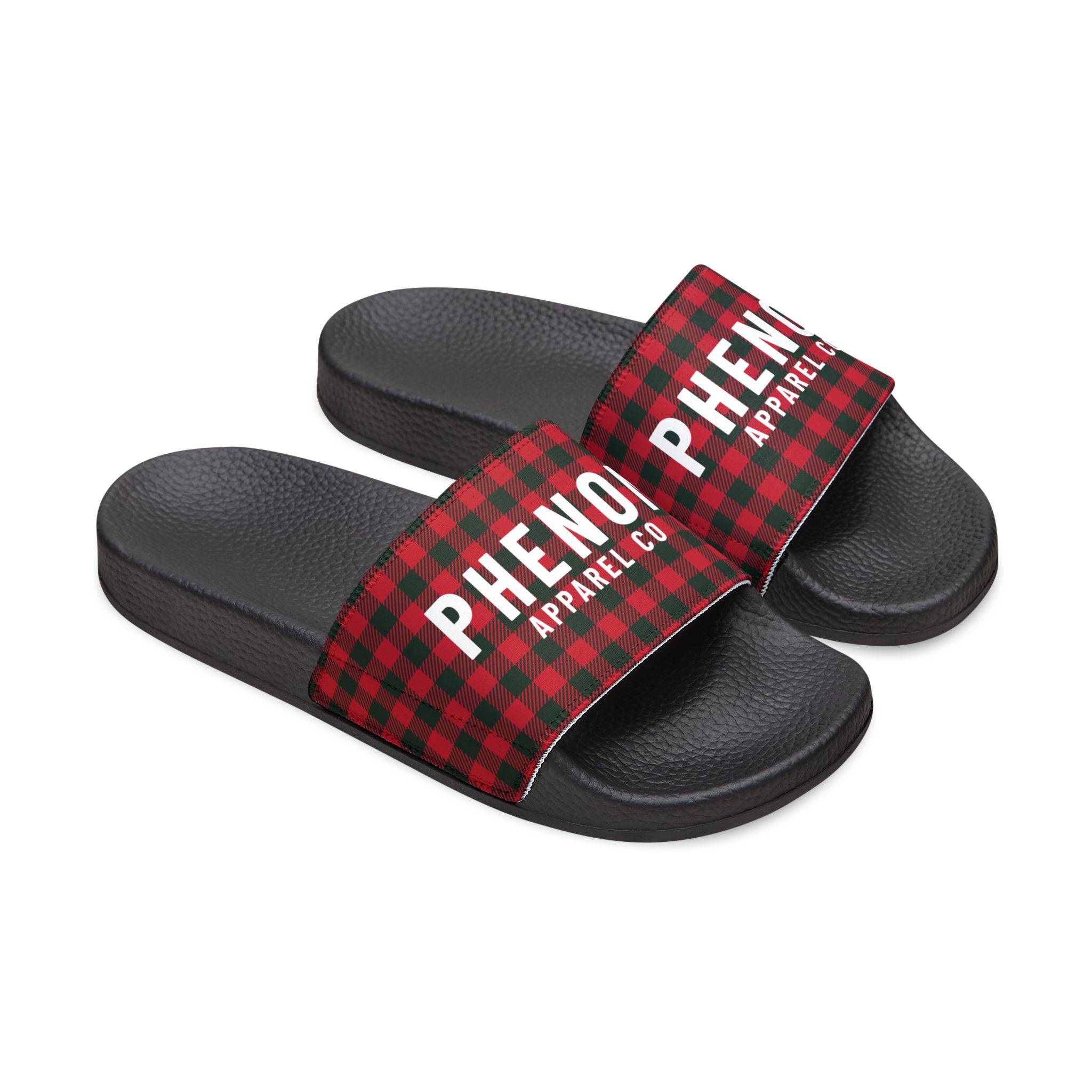 PHENOM - Men's Removable-Strap Slides - Plaid