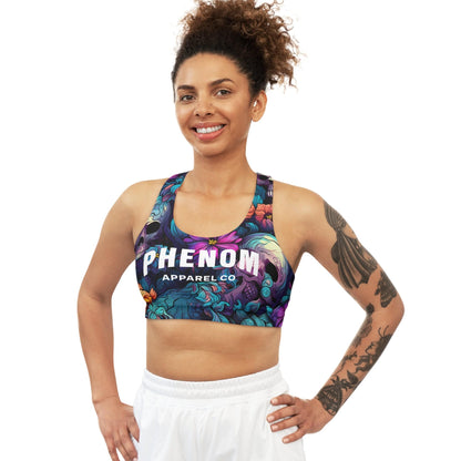 PHENOM - Women's Flowers and Skulls Sports Bra