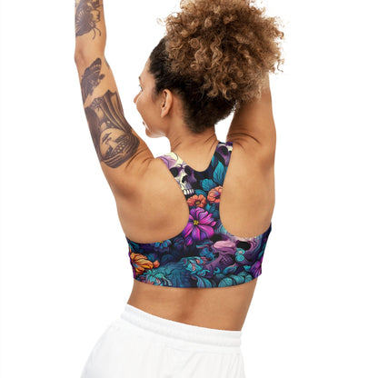 PHENOM - Women's Flowers and Skulls Sports Bra