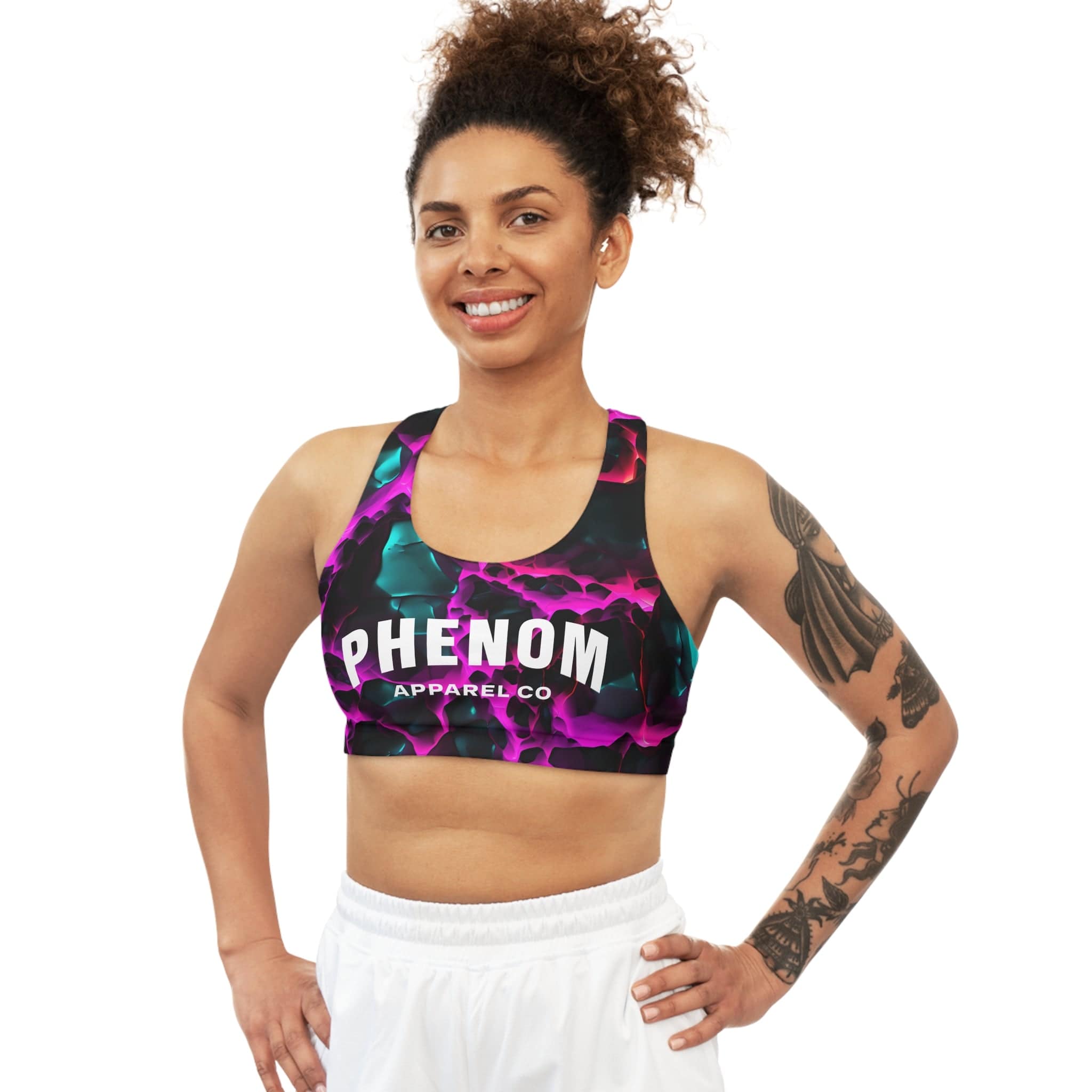 PHENOM - Women's Purple and Black Splash Sports Bra