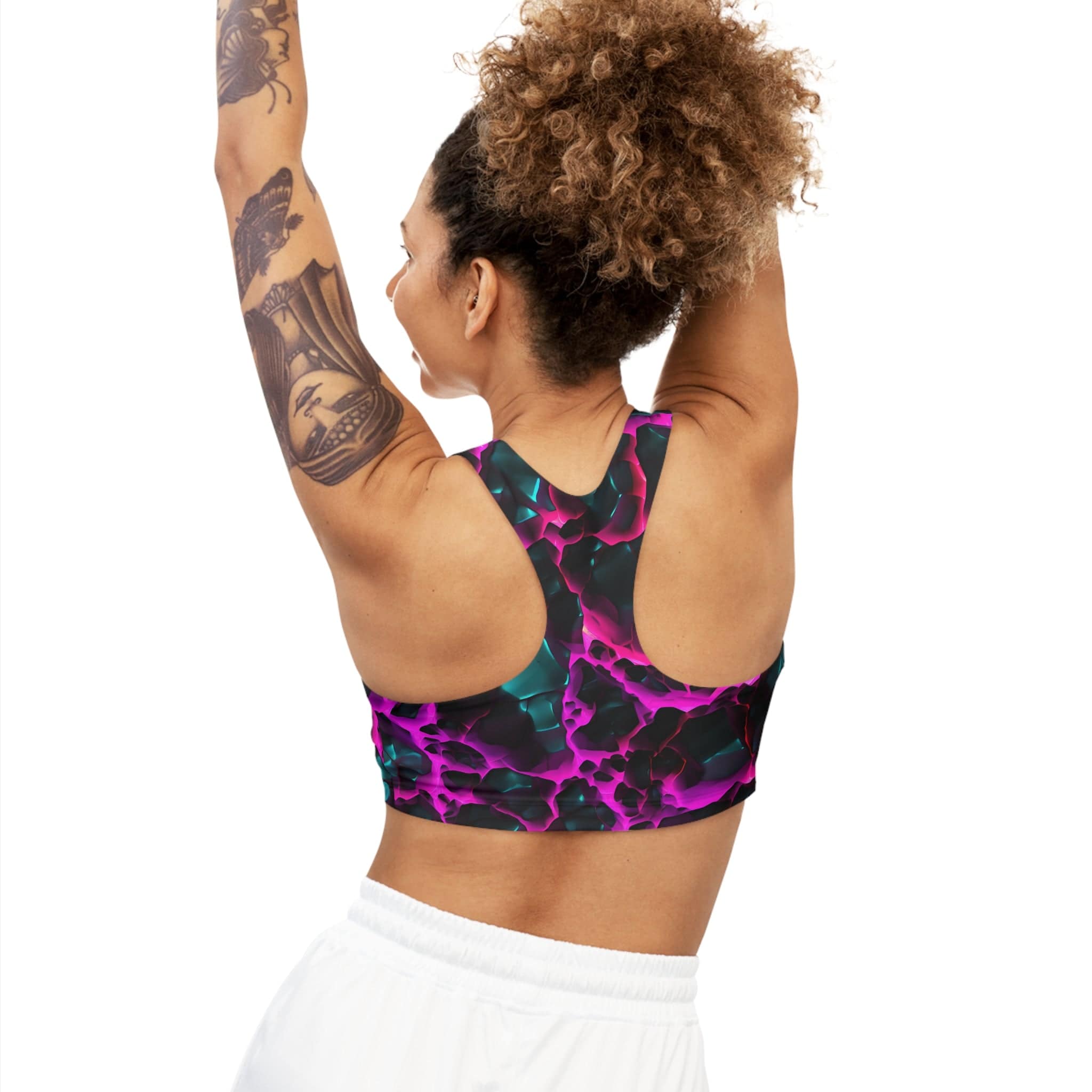 PHENOM - Women's Purple and Black Splash Sports Bra